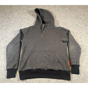 Flint And Tinder Hoodie Sweatshirt Gray Size M Made In USA Front Sain* Button